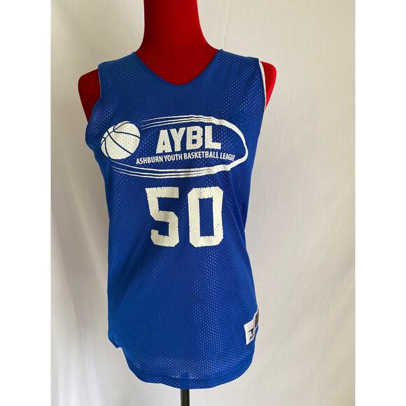 Youth Large Basketball Jersey Mesh reversible Royal Blue white Alleson Athletic - Picture 1 of 3